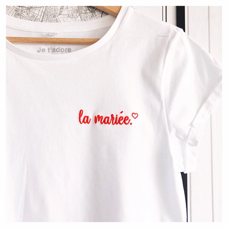 tee-shirt evjf brodé la mariée - tee-shirt evjf tee-shirt evjf brodé la mariée - tee-shirt evjf